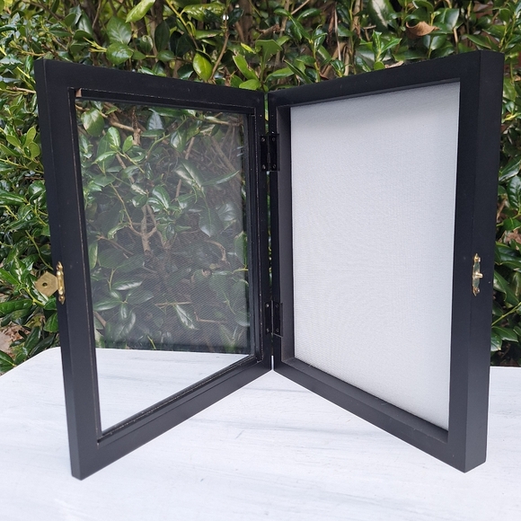 Shadow Display Box with Glass Lid Wood Hinged Framed Box Collectibles Keepsakes - Picture 10 of 16